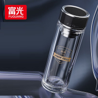 富光FUGUANG抗菌玻璃杯双层高硼硅泡茶杯子 茶水分离杯车载水杯男女士