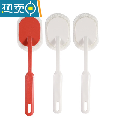 敬平加厚百洁布浴缸刷浴室地板瓷砖清洁刷长柄海绵擦刷子卫生间马桶刷 3个装混色