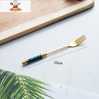 北欧陶瓷不锈钢牛排刀叉咖啡勺水果甜品叉子家用西餐套装 敬平 水果叉