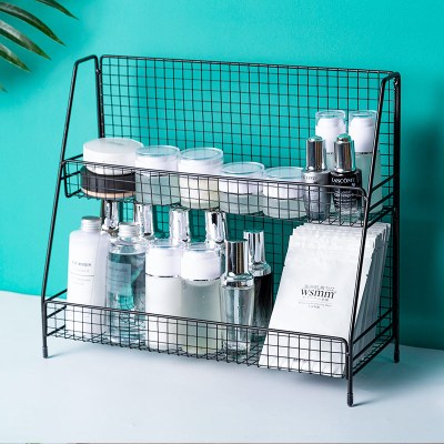 聚可爱铁艺收纳架厨房双层整理架宿舍置物架多功能家用杂物收纳用品