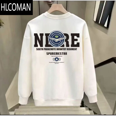 HLCOMAN新款潮牌印花男生上衣时尚套头圆领长袖休闲百搭潮男卫衣加绒