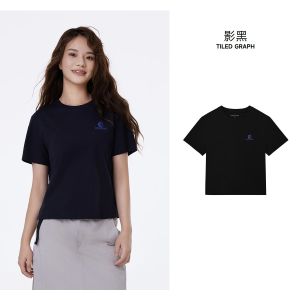 [凉感]美特斯邦威女短袖夏季潮流撞色透气百搭小印花T恤圆领t恤