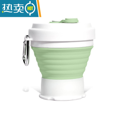 敬平可伸缩硅胶折叠杯子旅行户外便携洗漱口杯出差创意男女喝水杯带盖 抹茶绿洗漱杯