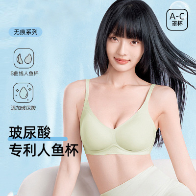 人鱼杯小胸聚拢显大内衣女夏玻尿酸细肩带无痕舒适美背文胸罩