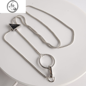 JiMi黑色倒三角字母毛衣链项链2021年新款欧美复古衣服配个性夸张饰品 项链