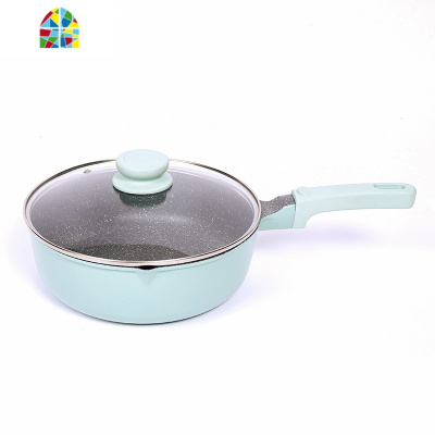 多功能平底锅家用不粘锅牛排煎锅炒菜锅辅食锅电磁炉通用 FENGHOU 马卡龙粉色24cm电磁炉通用