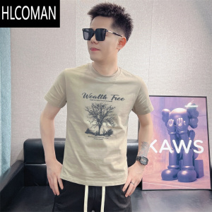 HLCOMAN2025夏季潮流青年时尚百搭半袖T恤新款男士短袖港风休闲潮牌体恤