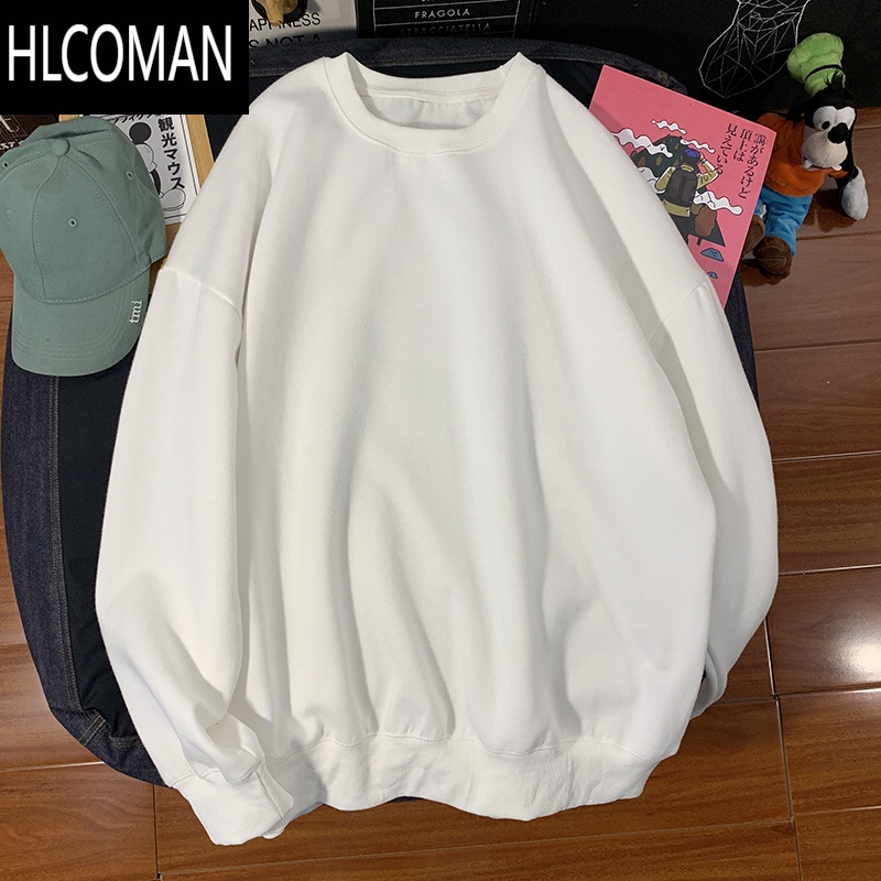 HLCOMAN卫衣男款长袖t恤圆领青少年宽松2024年新款男生上衣服加绒