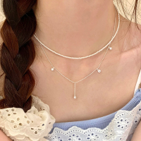 纯银水滴锆石流苏吊坠项链高级感轻奢小众叠戴锁骨链超仙配饰送女朋友老婆情人节七夕生日礼物