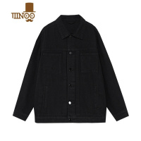 YANXU秋季新款日系简约百搭纯色牛仔外套百搭微阔工装休闲风夹克