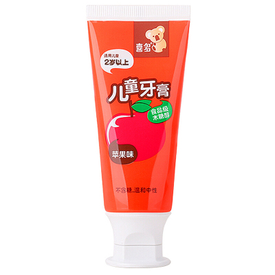 喜多儿童牙膏牙刷套装2岁以上宝宝无氟婴幼儿乳牙木糖醇苹果味-