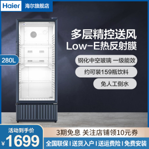 海尔(Haier)立式冰柜 商用饮料展示柜 280L大容量冷藏保鲜柜商店超市便利店冰镇啤酒饮料陈列柜 SC-309J