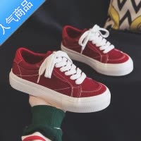 SUNTEKddoo夏季红色帆布鞋女款2023新款百搭绿色板鞋黑色布鞋厚底球鞋子