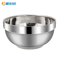 顺心优 双层防烫碗201不锈钢白金碗 16cm/个