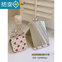 敬平复古皮质化妆镜台式桌面卧室梳妆镜便携学生宿舍家用随身折叠镜子 玫瑰折叠化妆镜*大号便携式用镜