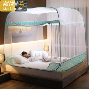 免安装蒙古包蚊帐 家用1.8m床防蚊1.5m防摔2米加密纹账1.2可折叠 三维工匠