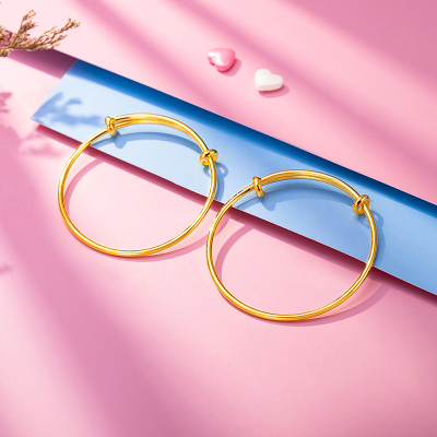 老庙黄金黄金手镯足金999推拉管宝宝儿童手镯计价