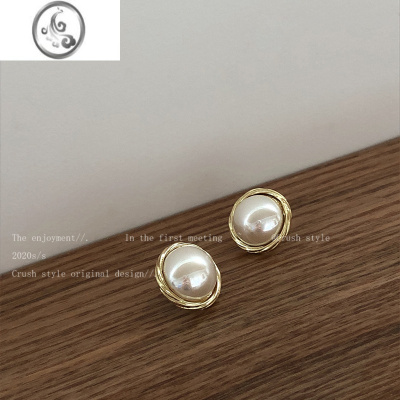 JiMi欧美轻奢巴洛克珍珠耳钉女夏季百搭耳饰潮复古高级感设计小众耳环