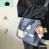 韩国ins大容量帆布包斜挎包女日系原宿韩版百搭古着感学生上课包NEW LAKE女斜挎包