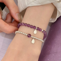 纯银天然紫水晶手串叠戴女款2025新款手链轻奢小众精致高级感送女朋友老婆情人节七夕生日礼物