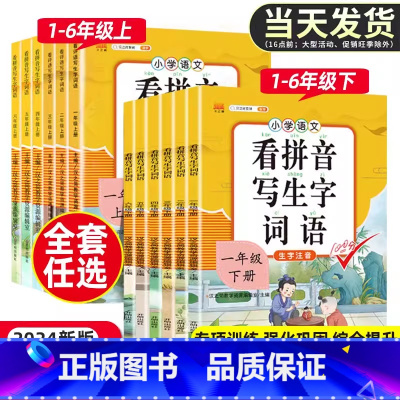 [4本]看拼音写生字词语+生字组词+阅读理解+句子训练 二年级下 [正版]2024版看拼音写词语生字小学一年级二年级三四