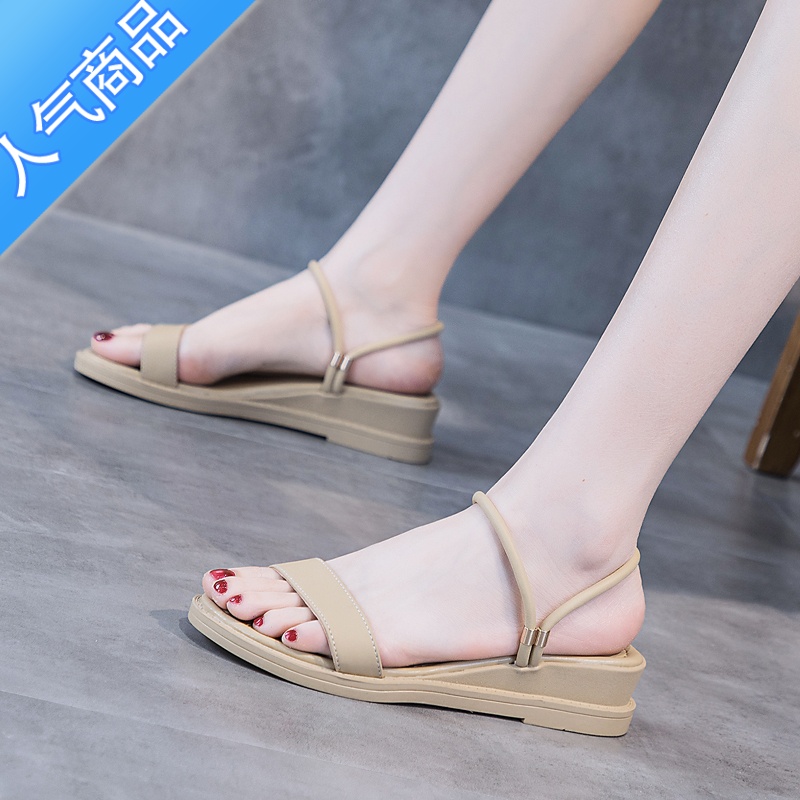 SUNTEK女士拖鞋凉鞋两用仙女风凉拖女外穿坡跟女鞋新款2023时尚气质