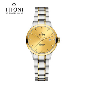Titoni瑞士梅花手表女表空中霸王系列间金表自动机械表23733SY-651 23733SY-651