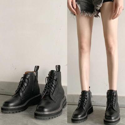 简翔杨幂短靴女2020新款帅气百搭粗跟英伦风潮马丁靴早秋单靴靴子