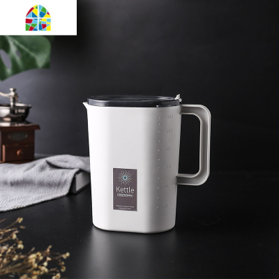 家用凉水壶套装大容量塑料冷水壶果汁扎壶凉茶壶耐热高温泡茶壶 FENGHOU 透明白2.4L+4杯+托盘