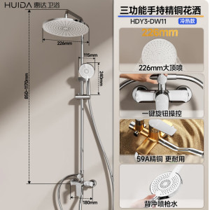 惠达(HUIDA)-DW11 淋浴花洒套家用卫浴淋浴花洒套装精铜主体增压花洒