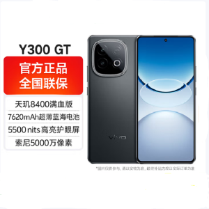 vivo Y300 GT 黑色 12GB+256GB 天玑8400满血版 双卡5G芯 7620mAh大电池 90W充电 5000万高清影像 5G 手机