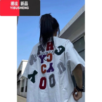 YIBUSHENG美式复古oversize短袖t恤女潮牌欧美高街chic港味半袖上衣