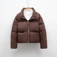 新简约短款休闲鸭绒立领加厚保暖羽绒服冬季新款面包服外套