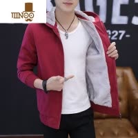 YANXU2023年款羔绒卫衣男冬季连帽加厚韩版潮流青年帅气加绒外套