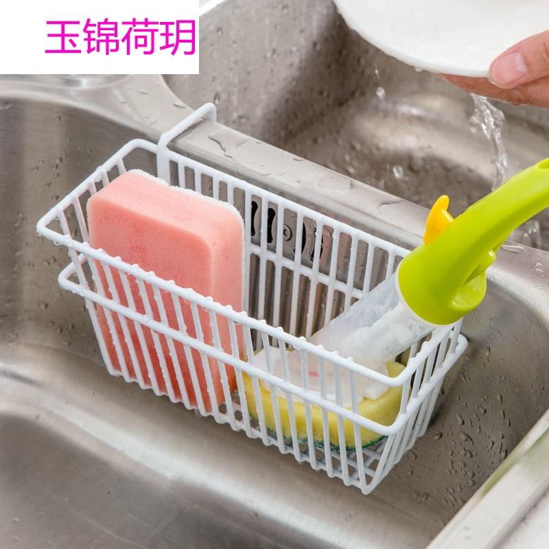 海绵收纳架厨房沥水架置物架铁艺水槽边挂篮浴室置物架无痕钉
