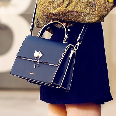 纽芝兰（NUCELLE）包包女单肩包铆钉手提包2021新款女包百搭时尚女斜挎包小方包潮流韩版简约休闲女士包包气质宝蓝-小板