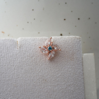 韩国进口耳钉镶蓝钻风车耳骨钉耳蜗耳门钉送女朋友老婆情人节七夕生日礼物