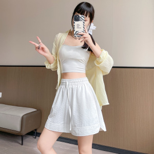 冰丝山本短裤女夏季薄款高腰休闲阔腿中裤外穿奶芙运动显瘦五分裤