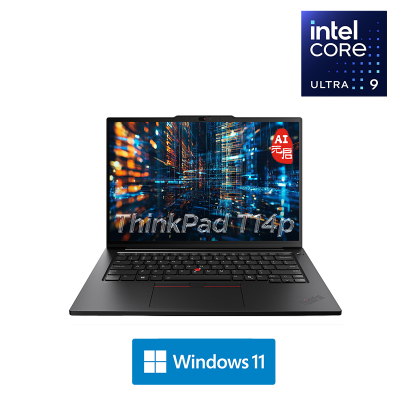 联想ThinkPad T14P 00CD AI 2025 14.5英寸高性能工程师本笔记本电脑 定制 英特尔酷睿Ultra 9 285H 64G内存 1TB固态 3K屏