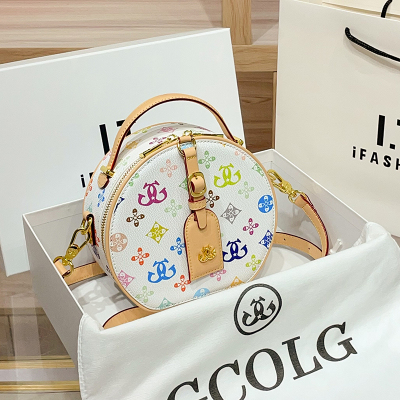 欧美时尚女士包包女2026新款高级感轻奢女包复古小圆饼包时尚单肩斜挎小圆包