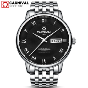 瑞士嘉年华Carnival男士新款手表全自动机械表 男简约防水双日历复古休闲商务薄款手表进口Miyota机芯腕表508G