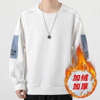 男士圆领卫衣春秋季潮牌男装拼色外套上衣加绒打底衫卫衣男生外穿