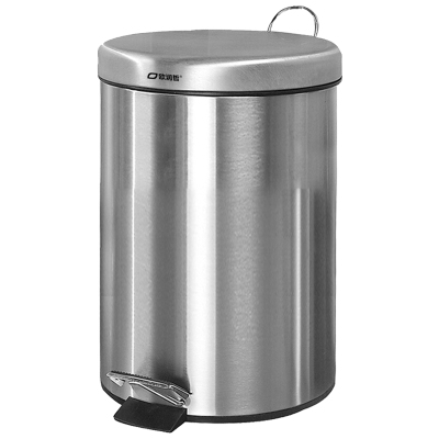 欧润哲垃圾桶8升缓降静音不锈钢圆形脚踏款家用卫生间时尚收纳桶办公室酒店翻盖清洁筒厚料静音