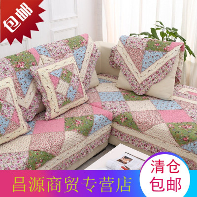 田园拼布组合全棉绗缝沙发垫四季布艺纯棉防滑坐垫沙发巾床前垫子