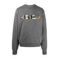 高田贤三(Kenzo)运动百搭棉质男款灰色字母logo刺绣圆领长袖套头