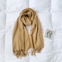 迪鲁奥(DILUAO)抖音网红同款[新款围巾]素色气质格纹围巾女秋冬季流苏超大韩版保暖百搭大披肩