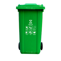 翌嘉YJ4060364户外垃圾桶带轮240升商用大垃圾桶 绿色厨余垃圾