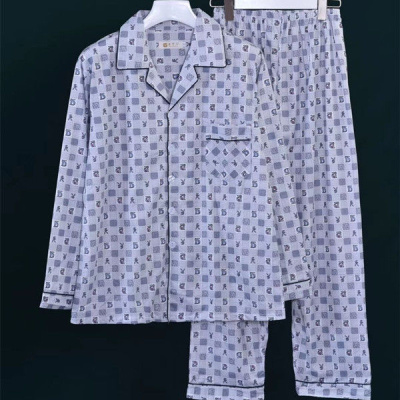 睡衣男士春秋冬季长袖青中老年加大码开衫套装家居服薄款夏可外穿衫伊格