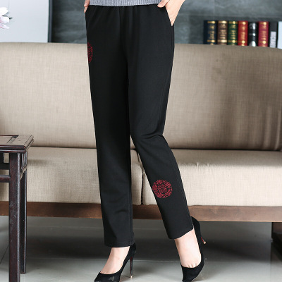 迪鲁奥(DILUAO)妈妈裤子中年秋季新款松紧腰裤40-50岁中老年女裤常规
