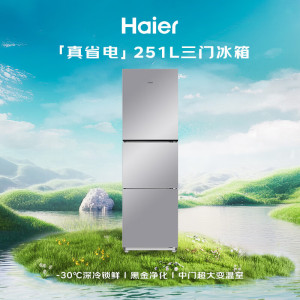 海尔(Haier)BCD-251WGHC3E7WV三门251L家用冰箱抗菌净味一级能效风冷无霜 星辉银(咨询库存)